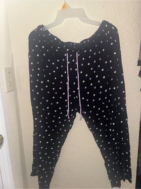 Girls' Black Polka Dot Lounge Pants with Lavender Accents